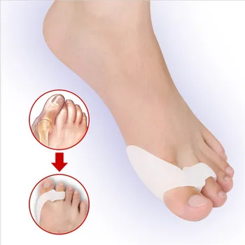 1 чифт Силиконови гелевых пръстите на краката си Разделител на пръсти с две дупки Защита на палеца от Вальгусной деформация Регулатор кости Защита от Вальгусной деформация грижа за краката