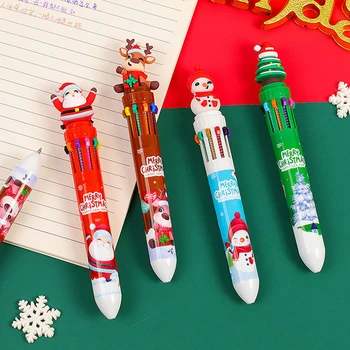 10 Цвята Коледна Химикалка писалка Кавайный карикатура на Дядо Коледа Гел химикалки за писане на Ученически Пособия, Офис Аксесоари