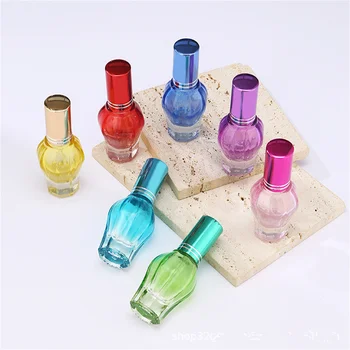 15 мл Цветен стъклен флакон за парфюм, флакони за нанасяне на проби, спрейове, козметични контейнери, преносими спрей парфюм.