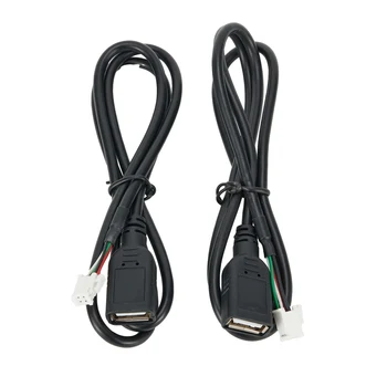 2 елемента 4Pin + 6Pin Автомобилен конектор USB удължителен кабел Адаптер за Android Автомагнитола Стерео 75 см Кабел за Автомобилна електроника