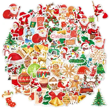 2023 Коледни стикери, 6 бр., Разнообразни празнични подаръци за момичета, мультяшные кръгли стикери, Сладки Декоративни водоустойчиви етикети за багаж