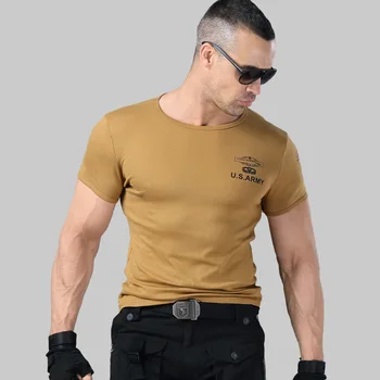 2024 Пролет Лято новият Пристигането, Высокоэластичная Обтягивающая тениска за фитнес във военната стил, Мъжки Блузи Y2K Tactical Personality с къс ръкав