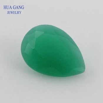 2x3 ~ 13x18 mm Зелен Полупрозрачен цвят крушовидни Стъклени мъниста Синтетични скъпоценни камъни за бижута на Едро Безплатна Доставка