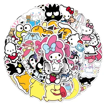 50 бр. /компл. Стикери Kawaii Sanrio Mix Карикатура Сладко My Melody Hello Kitty Графити Куроми Декоративни Аниме Хартия етикети Играчки