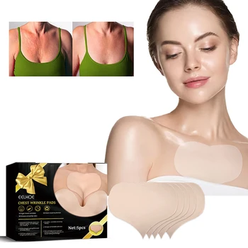 5шт за Многократна употреба Пръчки за гърди Срещу бръчки Грижа за кожата против Стареене на кожата на Гърдите Помощ за стягане на гърдите Хидратиращ Силикон Прозрачен Пластир