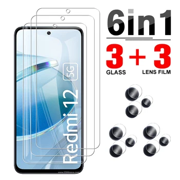 6в1 За Xiaomi Redmi 12 4G 5G Прозрачно Стъкло камера readmi Red Mi redmi12 Пълно покритие на екрана със защита от надраскване 6,79 инча
