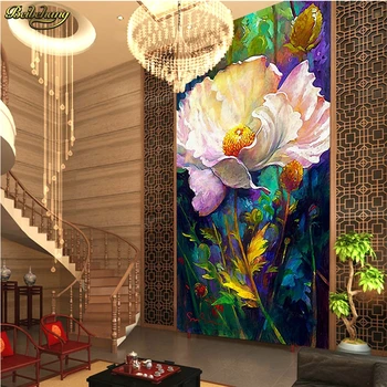 beibehang Потребителски Фотообои Рисувани Стенни Стикер на стената Цветето Мак Ръчно Рисувани Цветя в хола в европейски стил