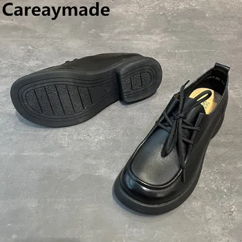 Careaymade-Дамски обувки от естествена кожа, Есен Нова обувки Lefu, Мека подметка, чрез шнурове, Мека Кожа, Удобни Дамски обувки От телешка кожа