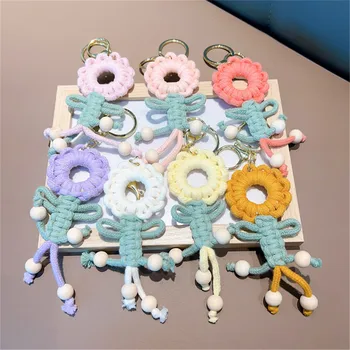 Crochet Четката Цвете Ключодържател Цветен Прекрасен Ключодържател Ръчна Изработка За Момичета Дамска Чанта Портмоне За Окачване Окачване Ръчно Изработени Бижута