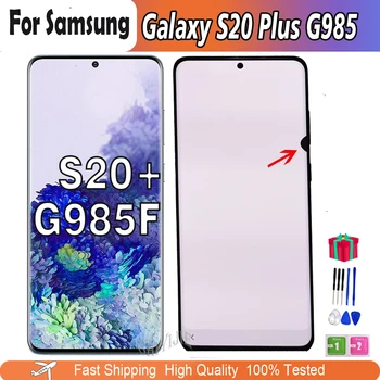 LCD Дисплей С Дефект, LCD-дисплей за Samsung Galaxy S20 + S20 Plus G985F G985U SM-G985A G985F/DS Сензорен Дисплей и Цифров Преобразувател в събирането на