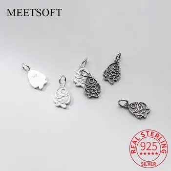 MEETSOFT Винтажное сребро 925 проба, красиви висулки във формата на риби и животни, специални декорации от ръчно изработени бижута аксесоар