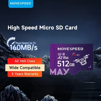 MOVESPEED 160 MB/s. Micro SD Карта Високоскоростен U3 A60 512 GB Флаш Карта Памет 400 GB 256 GB 128 GB TF Карта за Камера DV Дрона