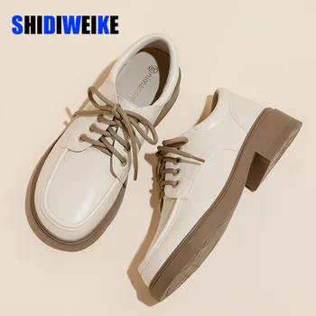 SDWK/ демисезонная дамски кожени обувки, в британския уличном стил дантела за пазаруване и разходки; ежедневни лоферы на равна платформа AD4220