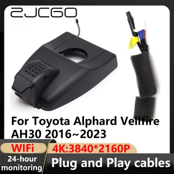 ZJCGO 4K Wifi 3840*2160 Автомобилен Видеорекордер Dash Cam Камера видео Рекордер За Toyota Alphard Vellfire AH30 2016 ~ 2023