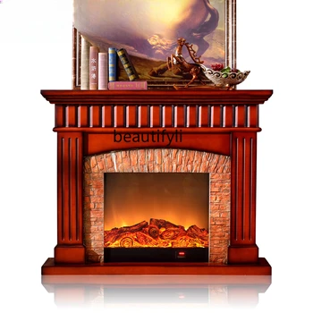 Американски Минималистичен Френски Стил От масивно Дърво TV Шкаф с централно Отопление, Камина Античен Европейската Електронна Имитация на Пламъка