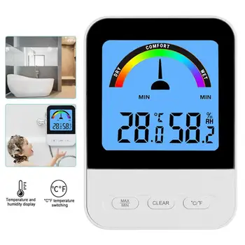 Влагомер за помещения с голям LCD екран, електронен цифров термогигрометр за наблюдение на промените на температурата и влажността в реално време
