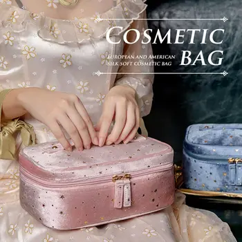 Дамски Бронзирующие многофункционални чанти за измиване на голям капацитет, калъф за тоалетни принадлежности, кадифе косметичка, косметичка за грим, чанта за червило