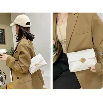 Дамски чанта през рамо, стилна чанта на верига с катинар, лека и здрава модерна чанта през рамо за модерните жени, здрава чанта през рамо