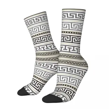 Дамски чорапи Harajuku, гръцки, бордюри, Ключови меандры, Сладък Луксозен Спортен чорап Greek Meander Art, подарък за рожден ден