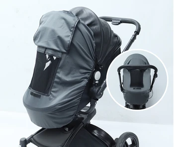Двустранен детска количка с висока природна среда, козирка, козирка, дишаща UV-козирка, дъждобран, многофункционални аксесоари