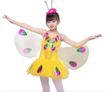 Детски cosplay Аниме водно Конче Пеперуда Танцови костюми, Облекло за изява в детската градина, празник на детството танцово рокля Детски танцов