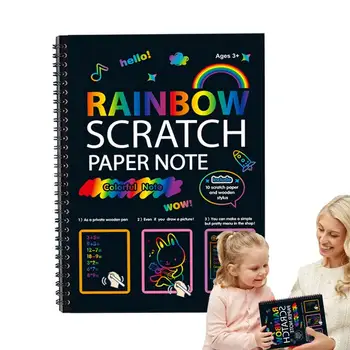 Детски Скреч бележки Арт Rainbow Дяволът Paper Art Set Scratch Off Paper Детски художествени Занаяти Мини-скреч бележки Магията на Scratch