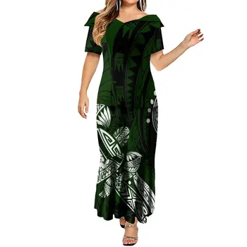 Ежедневното женствена рокля полинезийское дълга рокля Годишният Нов дизайн в Класически ретро принт банкет една модерна женствена рокля