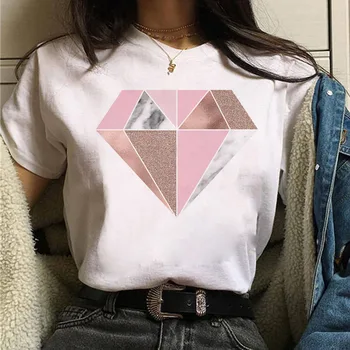 Женска тениска С красиви геометрични принтом, Модна тениска за момичета на 90-те години, Тениска Harajuku, Потници, Тениска, Сладка тениска с къс ръкав, Дамски тениска