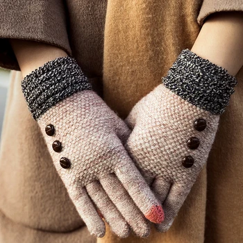 Зимните Възли студентски ръкавици със сензорен екран, дамски ръкавици за езда, Ски ръкавици за ръце, женски Акрилни ръкавици на Едро G018