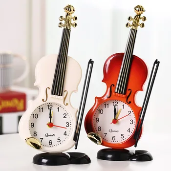 Имитация на цигулка alarm clock Творчески музикален инструмент се Захранва от батерия Настолни часовници за деца, подарък Декорация на спалнята