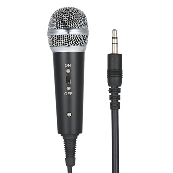 Кабелен кондензаторен микрофон Кръг ръчен микрофон със статив 3,5 мм Жак за караоке-парти