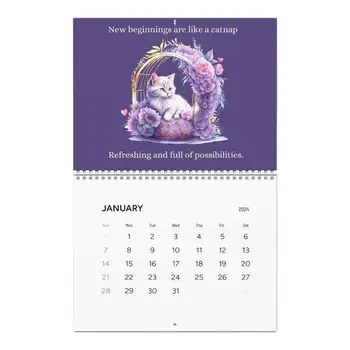 Календар котка в 2024 година, Стенен календар хубава котка в 2024 година, Месечни стенни календари сладки котенца за домашна кухня, забавни подаръци за котки