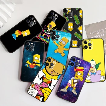 Калъф за телефон Boy Family The Simpsons За Apple iPhone 14 13 12 Mini 11 XS-Pro Max X XR 8 7 6 6S Plus Funda Black Cover