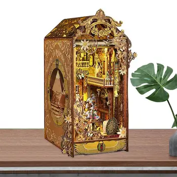 Книжен Ъгъл на Декоративни Дървени Поставки За Книги със Своите Ръце bookshelf Поставяне Декор на 3D Дървена Пъзел Поставка За Книги Куклена Къща, Комплекти За Бродерия на Миниатюрна Книга