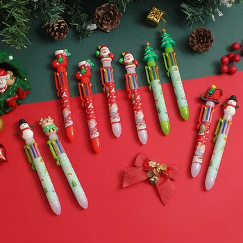 Коледна восьмицветная химикалка писалка 1БР, хубава химикалка писалка за пресоване, празничен подарък за децата, Коледна декорация за дома, Коледен орнамент