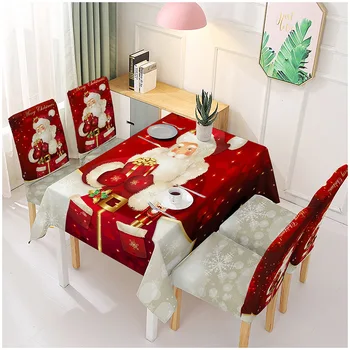 Коледна маса и стол, украса от чаено вечеря, Коледен комплект за маса и стол, парцал за прах с флага, калъф за стол