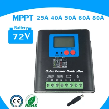Контролер за зареждане на Слънчеви батерии 25A 50A 72V MPPT, Регулатор на Заряд на Батерията 72V Домашна Употреба 50A за Модули, Слънчеви Панели PV мощност 3600 W, Led и LCD дисплей