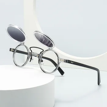 Кръгли слънчеви очила Y2K в стил steampunk, женски За мъже, vintage слънчеви очила в стил пънк, луксозен марка, дизайнерски слънчеви очила с нитове, модни слънчеви очила с панти малка рамки.