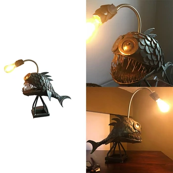 Лампа Angler Fish, USB Акумулаторна Тенис на Метална лампа, Ръчна изработка, украса за дома и всекидневна
