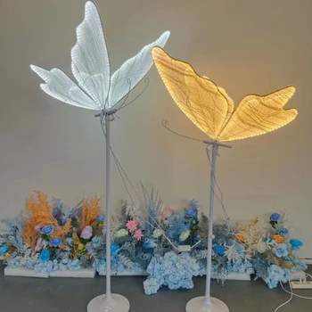 Лампа за сватбен декор, led лампиона с кружевными пеперуди, романтична творчески лампа-пеперуда, пътна натоварване, пътека за осветяване на сцена партита.