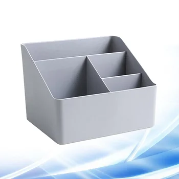 Многофункционален настолен Кутия за съхранение на Притежателя Пластмасови химикалки Отделения Органайзер Контейнер за дребни неща (сив)