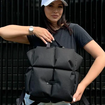 Модерен дизайн на женски раница, зимни ватирани чанта през рамо за жени, обемни чанти на топола, на голяма пътна чанта, унисекс, шик