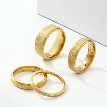 Модерен пръстен с матирана повърхност от неръждаема стомана за жени, дамски прости сватбена украса в стил хип-хоп, хипи, позлатени, посребрени, в стил пънк, подарък за сватба