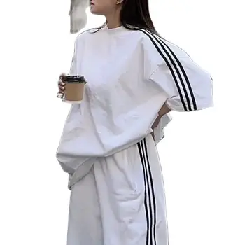 Модерен Случайни Спортен комплект за жени 2023, Нови Свободни Летни Шарени панталони с къс ръкав, комплекти от 2 теми, дамски дрехи