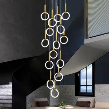 Модерна декорация на дома, кристален полилей, висящ лампа за стълби, висящи лампи за дневна, вътрешно осветление
