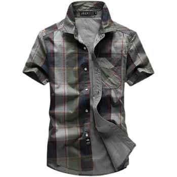 Мъжки летни ризи с къс ръкав, мъжки улични ризи в стил милитари, изпъстрен ризи за инструменти, висококачествени мъжки памучни широки ризи, размер 5XL