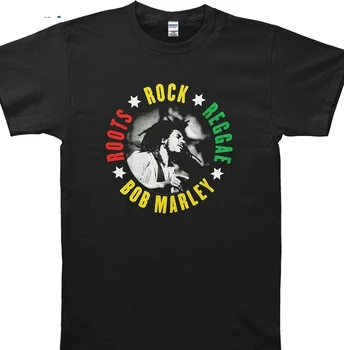 Мъжки памучен тениска с принтом, тениска с къс ръкав Bob Marley Roots Rock Reggae, тениска