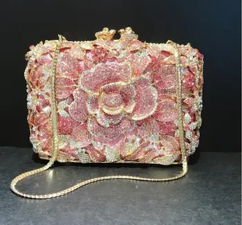 Нов прием на 2023 година, Сватба клатч с цветя модел, Луксозен Дизайнерски женски клатч за вечеря, Коктейл, чанти с диаманти