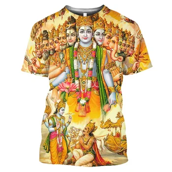 Новини Топ Хиндуистки Нийл Господ Бог Шива Тениска Религиозната Вяра 3D Принт Индуизма Вишну Мъжка Тениска Жени Вярващ Cosplay Y2k Тениски