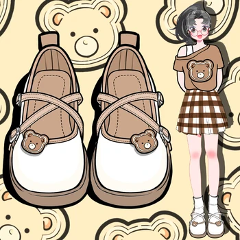 Обувки Ейми and Michael Kawaii 2023, Нови бели дамски сандали, сладък студентски обувки-лодка, върху плоска подметка за момичета, Женски модел обувки